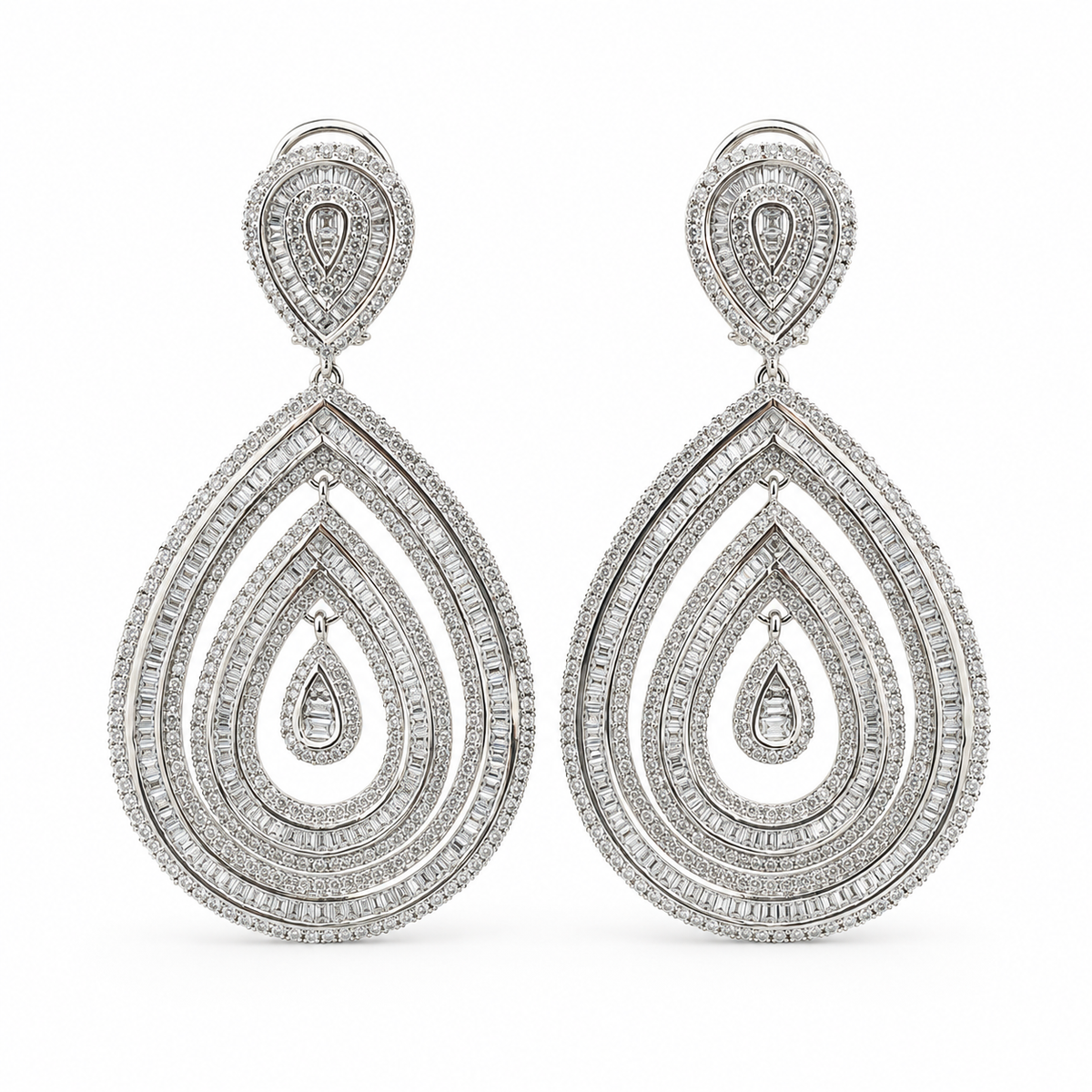 Crystal Layered Teardrop Chandelier Earrings