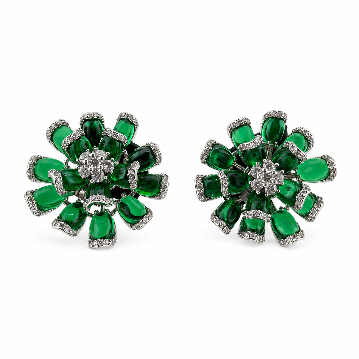 Emerald Bloom Cluster Stud Earrings