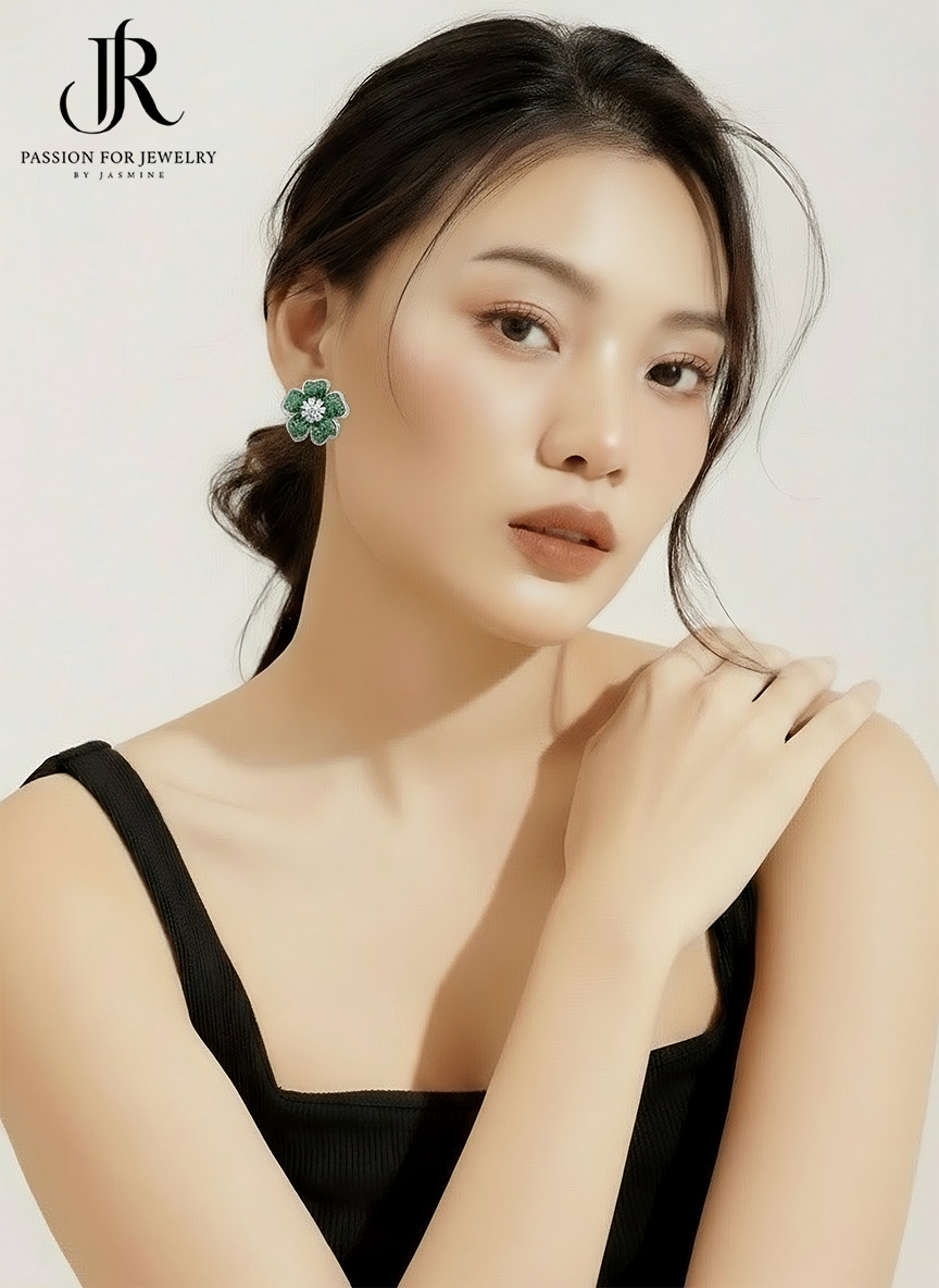 Verdant Green Bloom Drop Earrings (Invisible Collection)