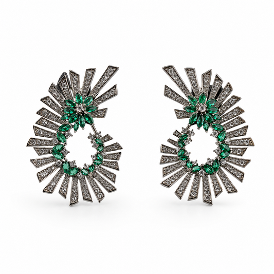 Emerald Starburst Statement Earrings