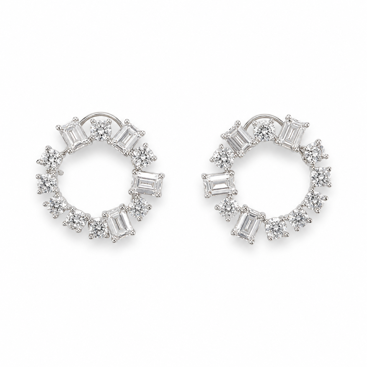 Crystal Open-Circle Hoop Earrings
