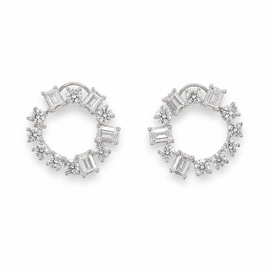 Crystal Open-Circle Hoop Earrings