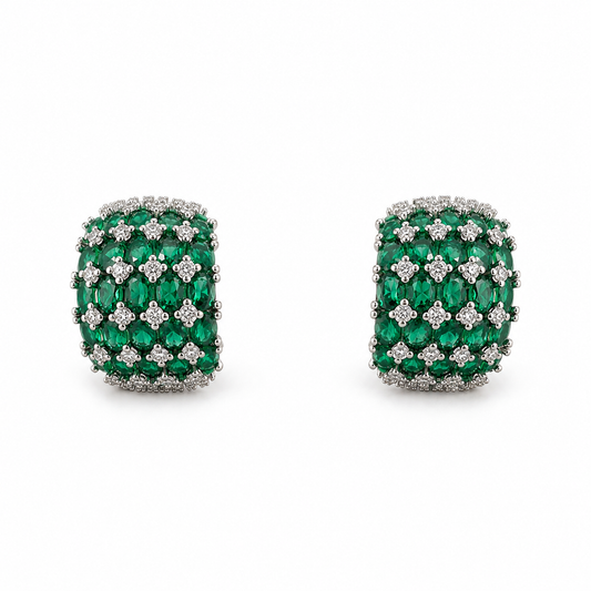 Emerald Dome Huggie Earrings
