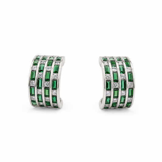 Emerald Multi-Row Cuff Earrings