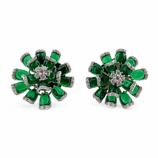 Emerald Bloom Cluster Stud Earrings