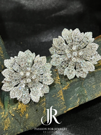 Aster White Bloom Stud Earrings (Invisible Collection)