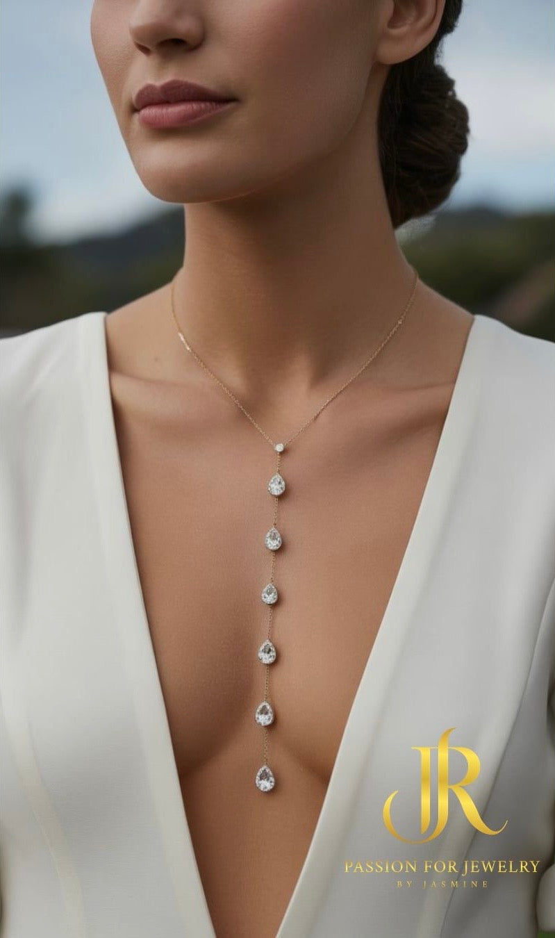 The Descent — Pear Drop Lariat Necklace