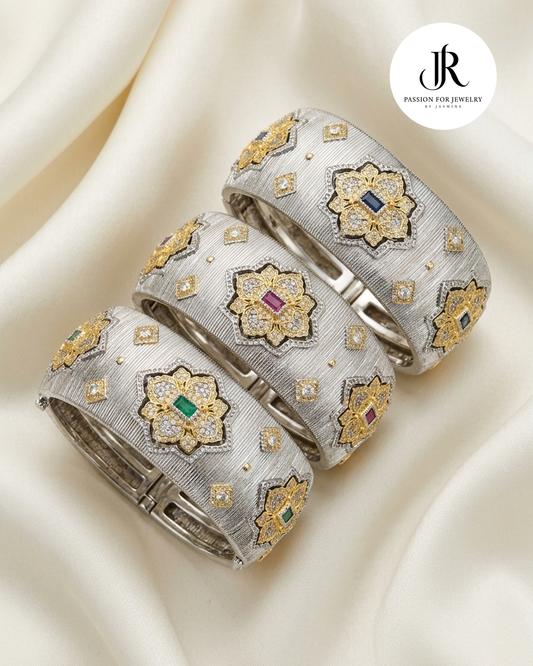 Royal Blossom Luxe Cuff Bangle Trio