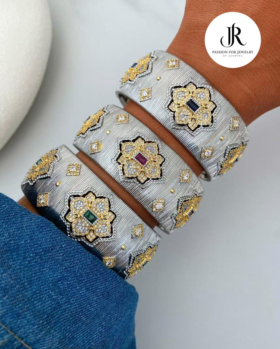 Royal Blossom Luxe Cuff Bangle Trio