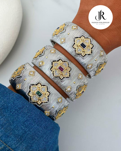 Royal Blossom Luxe Cuff Bangle Trio