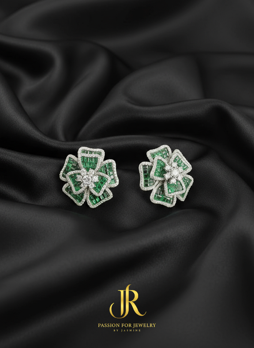 The Emerald Bloom Invisible Earrings (Fragments Collection)