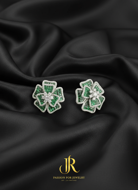 The Emerald Bloom Invisible Earrings (Fragments Collection)
