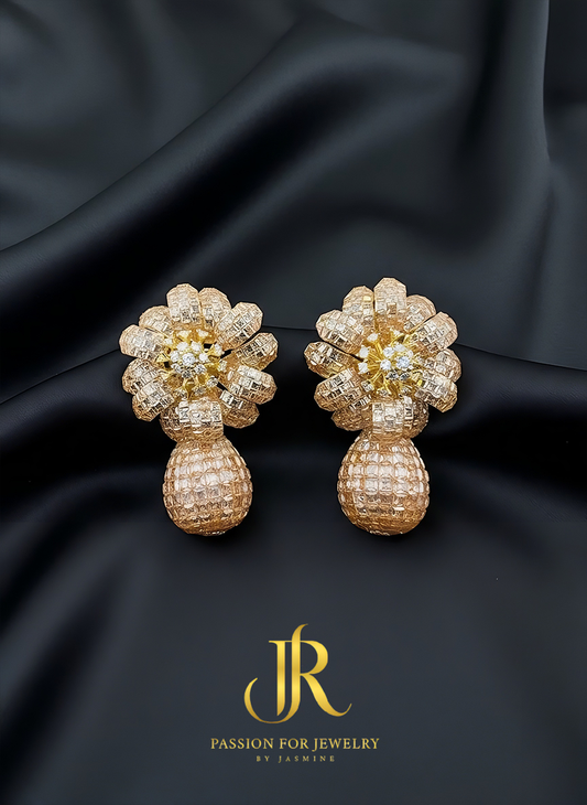 The Golden Bloom Drop Earrings (Invisible Collection)