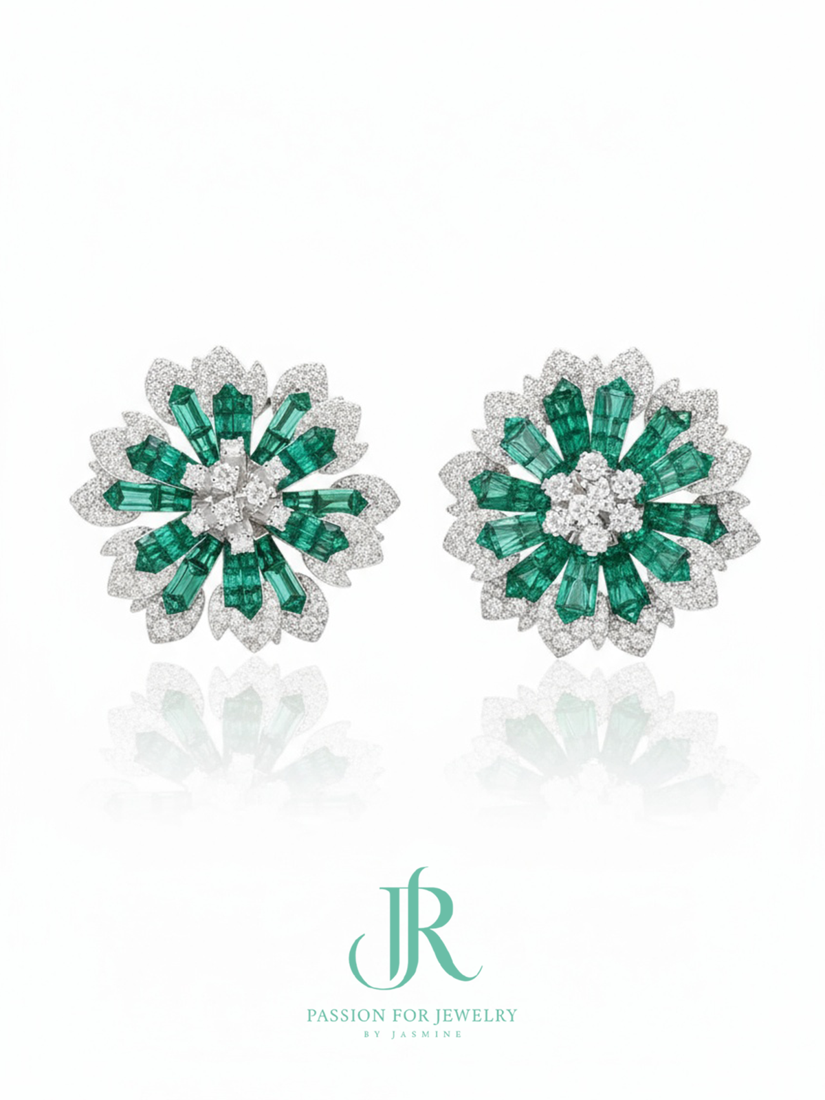 Chantilly Lace Collection: Intense Emerald Bloom Stud Earrings