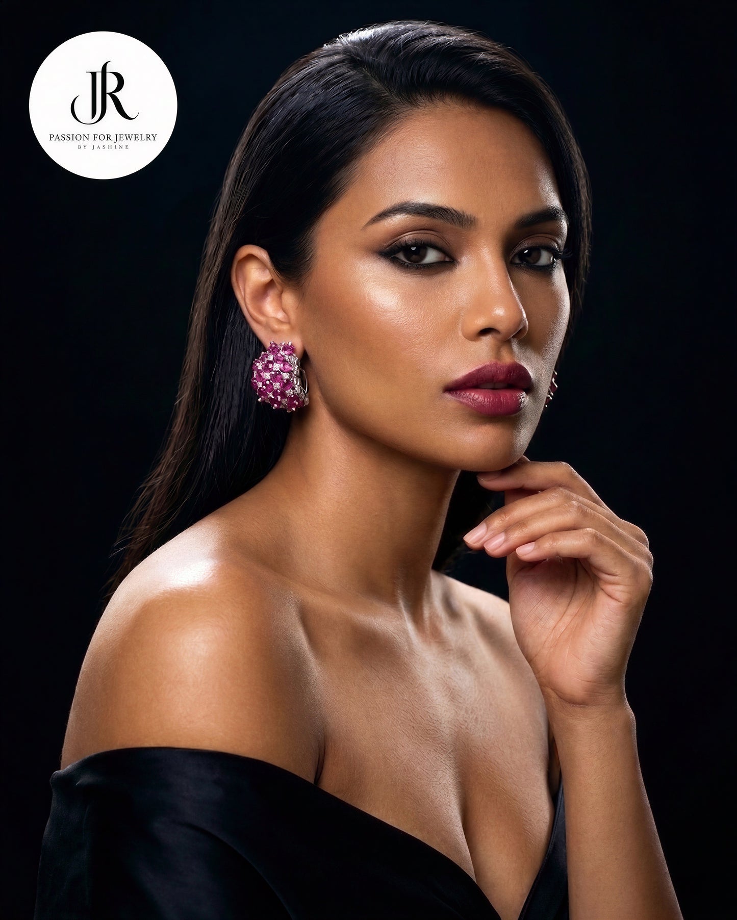 Pink Crimson Constellation (JR Ruby Cluster Hoop)
