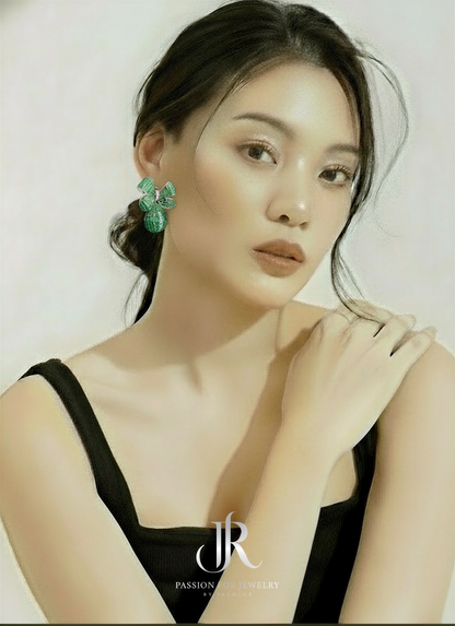 The Emerald Bow Drop Earrings (Invisible Collection)