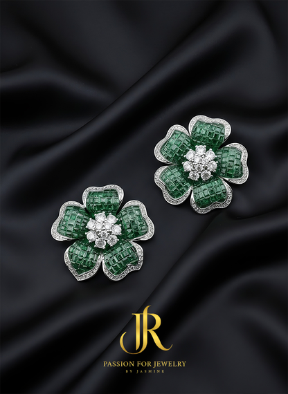 Verdant Green Bloom Drop Earrings (Invisible Collection)