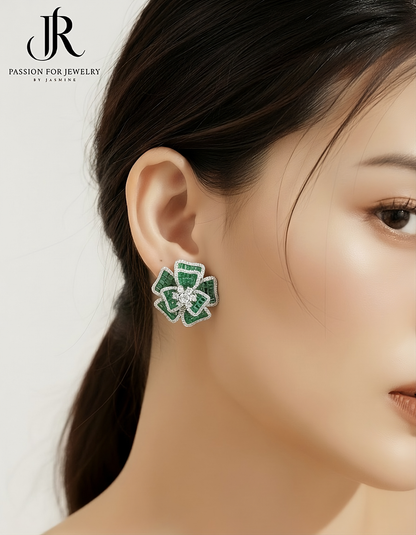 The Emerald Bloom Invisible Earrings (Fragments Collection)