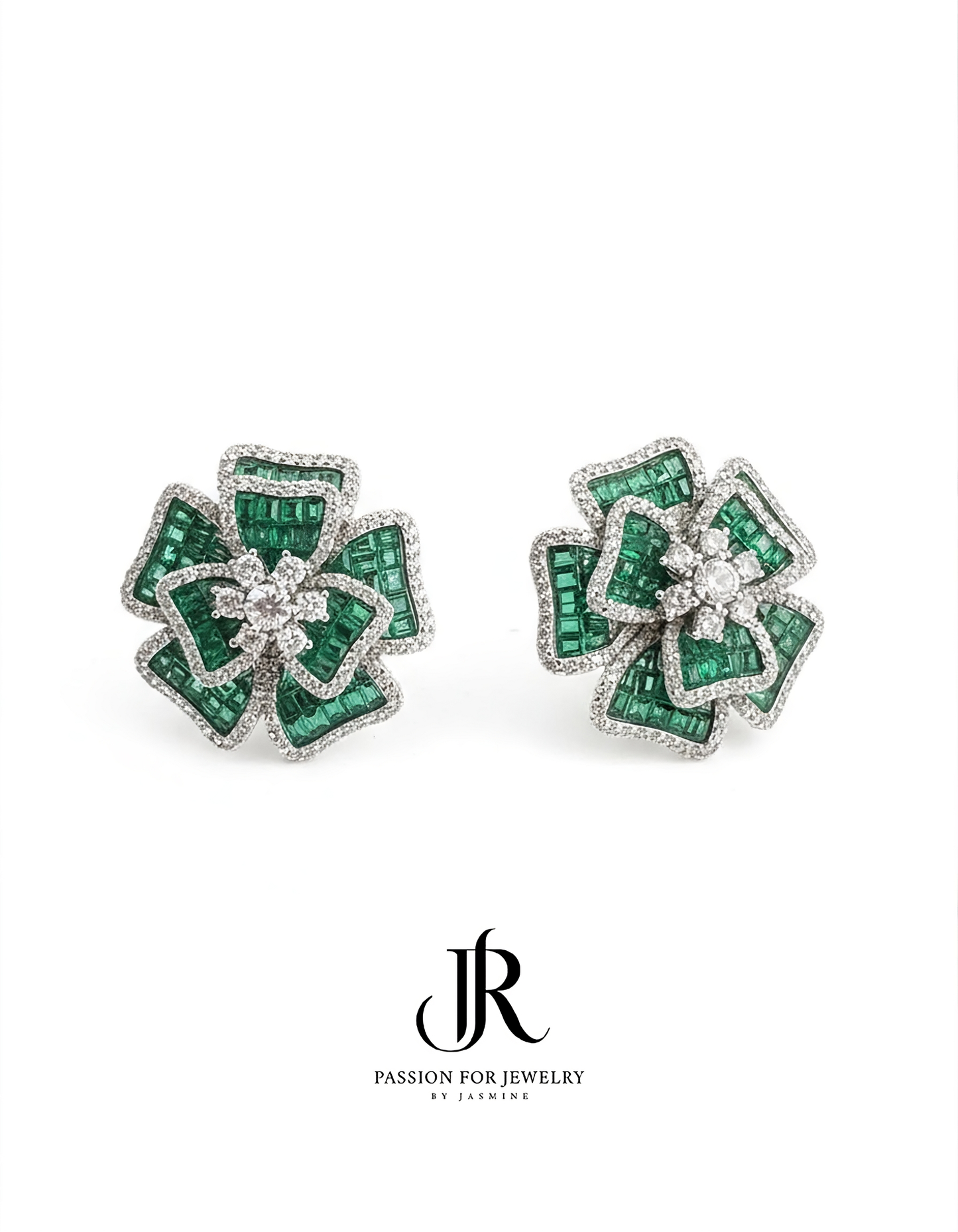 The Emerald Bloom Invisible Earrings (Fragments Collection)