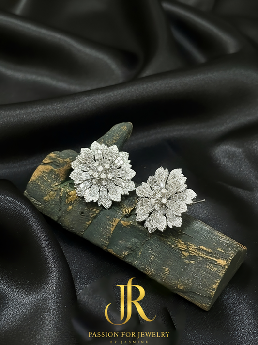 Aster White Bloom Stud Earrings (Invisible Collection)