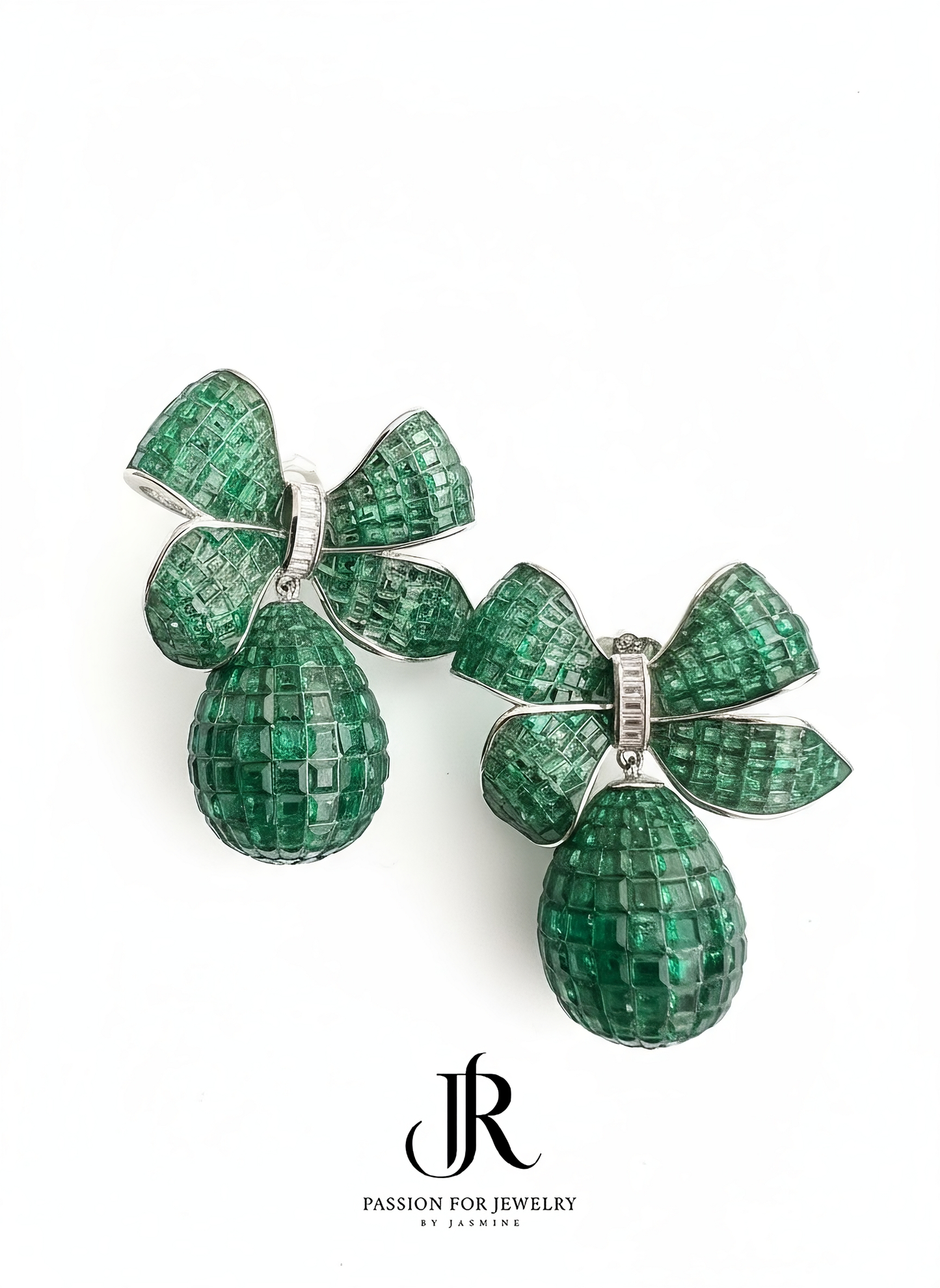 The Emerald Bow Drop Earrings (Invisible Collection)