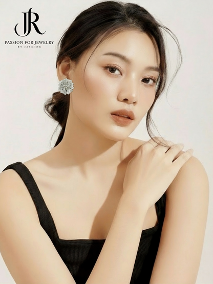 Aster White Bloom Stud Earrings (Invisible Collection)