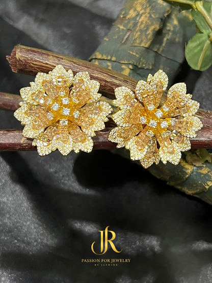 Intense Golden Bloom Earrings (Invisible Collection)