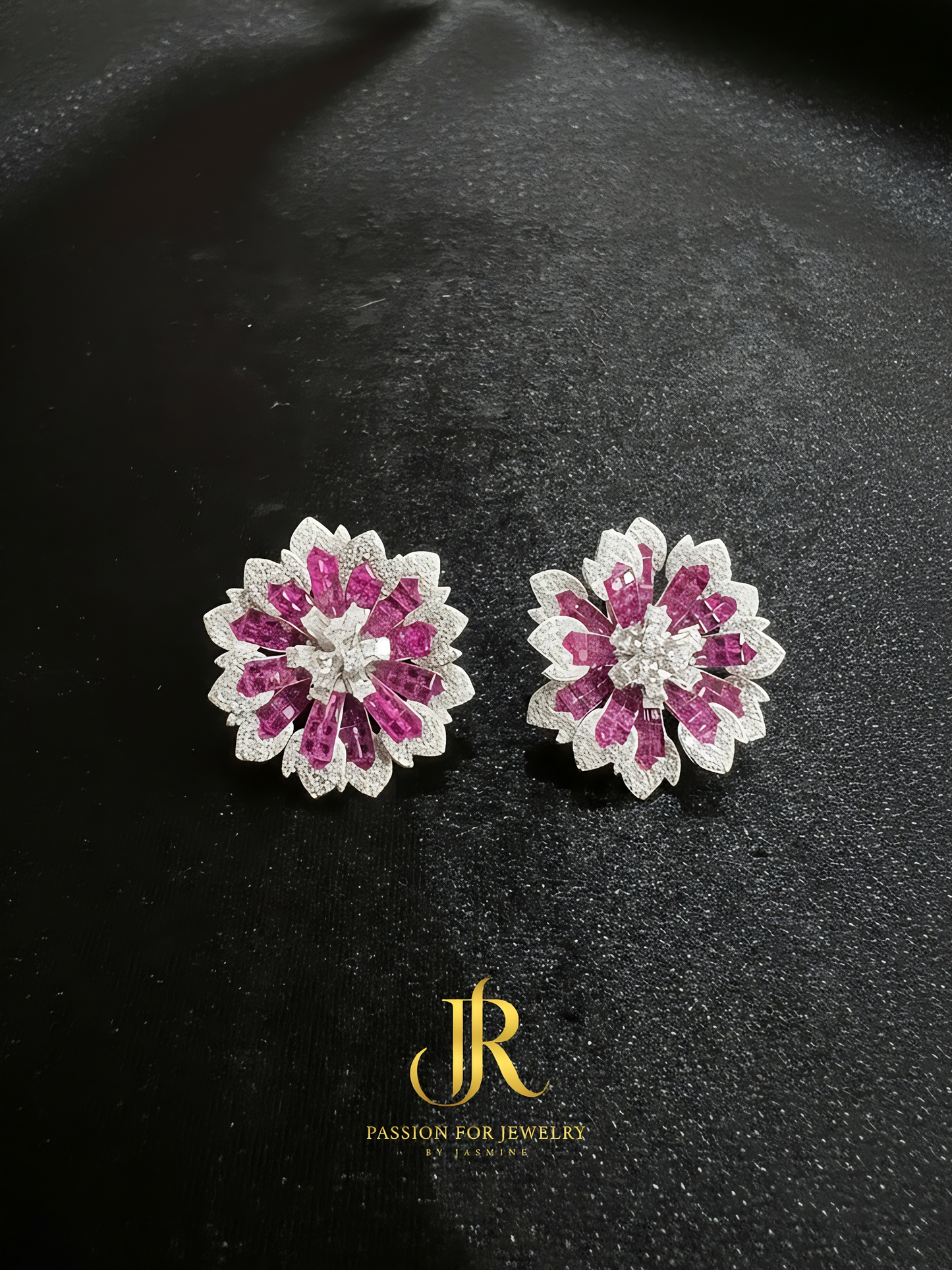 Chantilly Lace Collection: Intense Pink Flower Earrings
