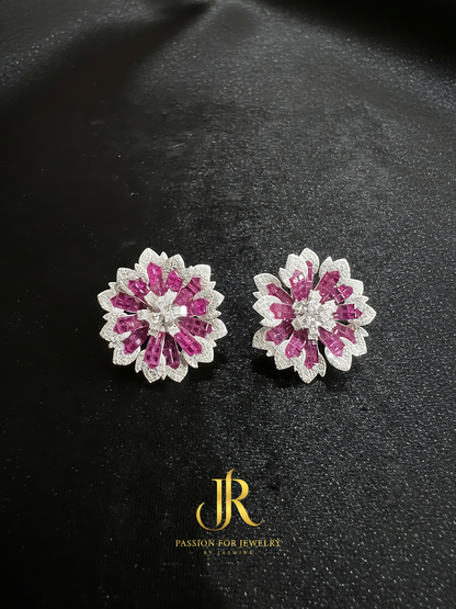 Chantilly Lace Collection: Intense Pink Flower Earrings