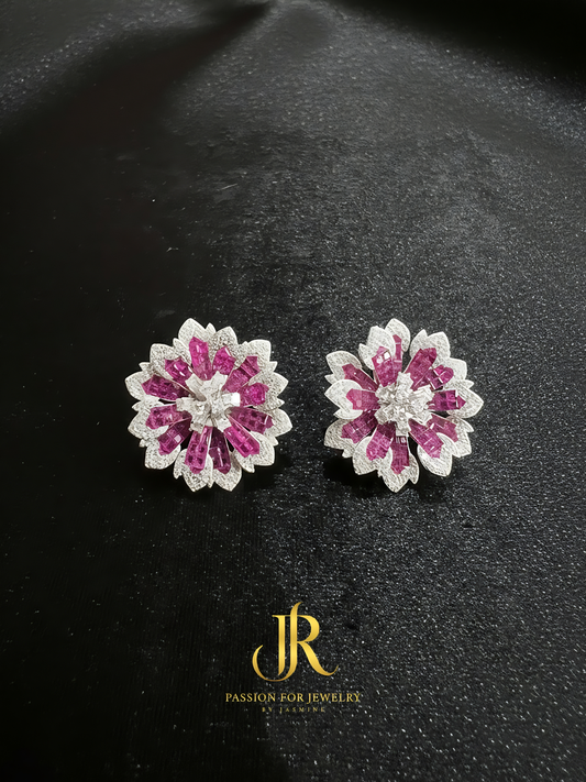 Chantilly Lace Collection: Intense Pink Flower Earrings