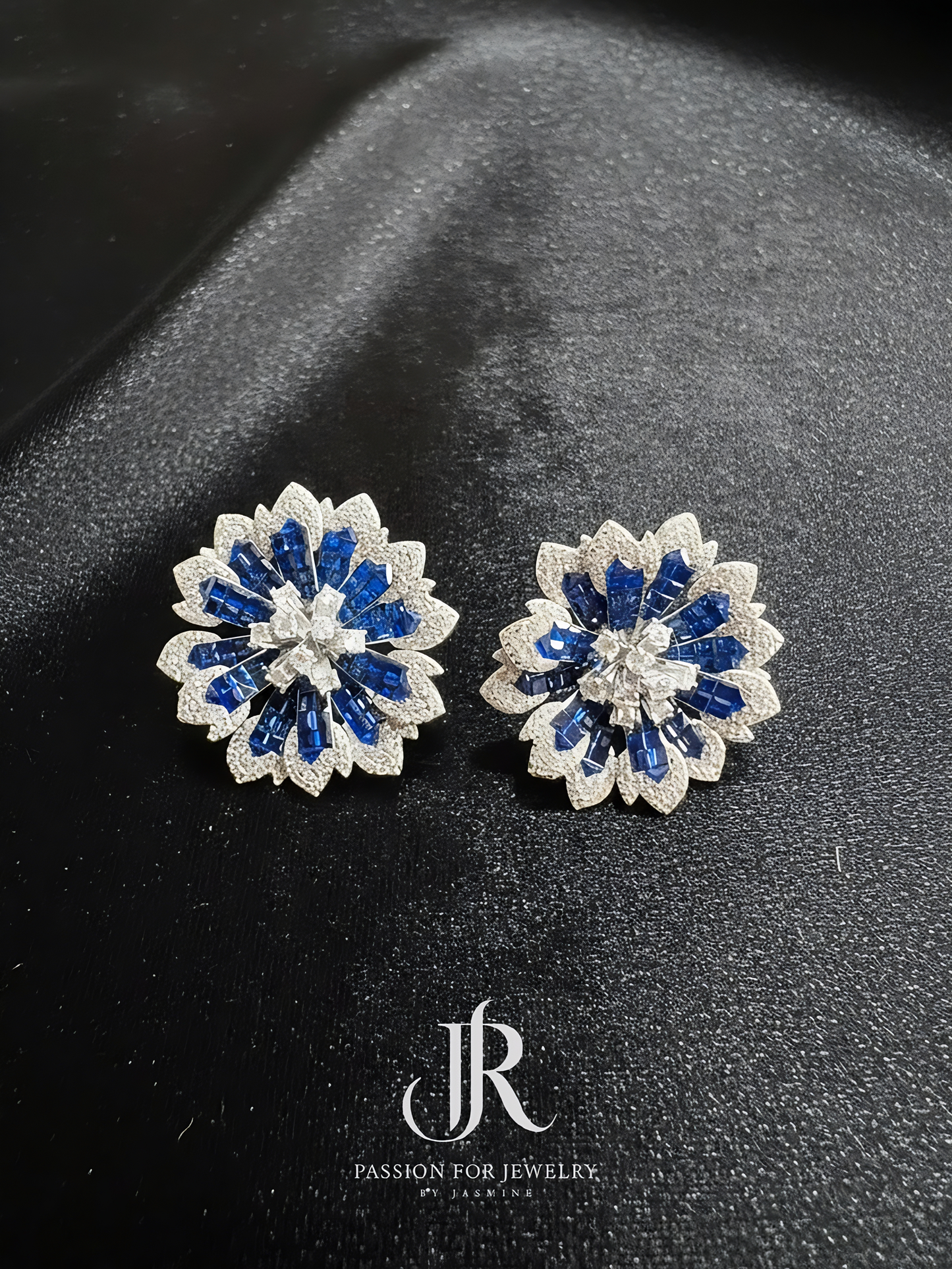 Chantilly Lace Collection: Intense Ocean Bloom Stud Earrings