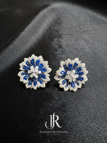 Chantilly Lace Collection: Intense Ocean Bloom Stud Earrings