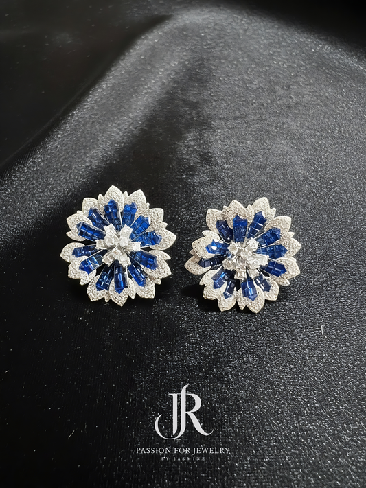 Chantilly Lace Collection: Intense Ocean Bloom Stud Earrings