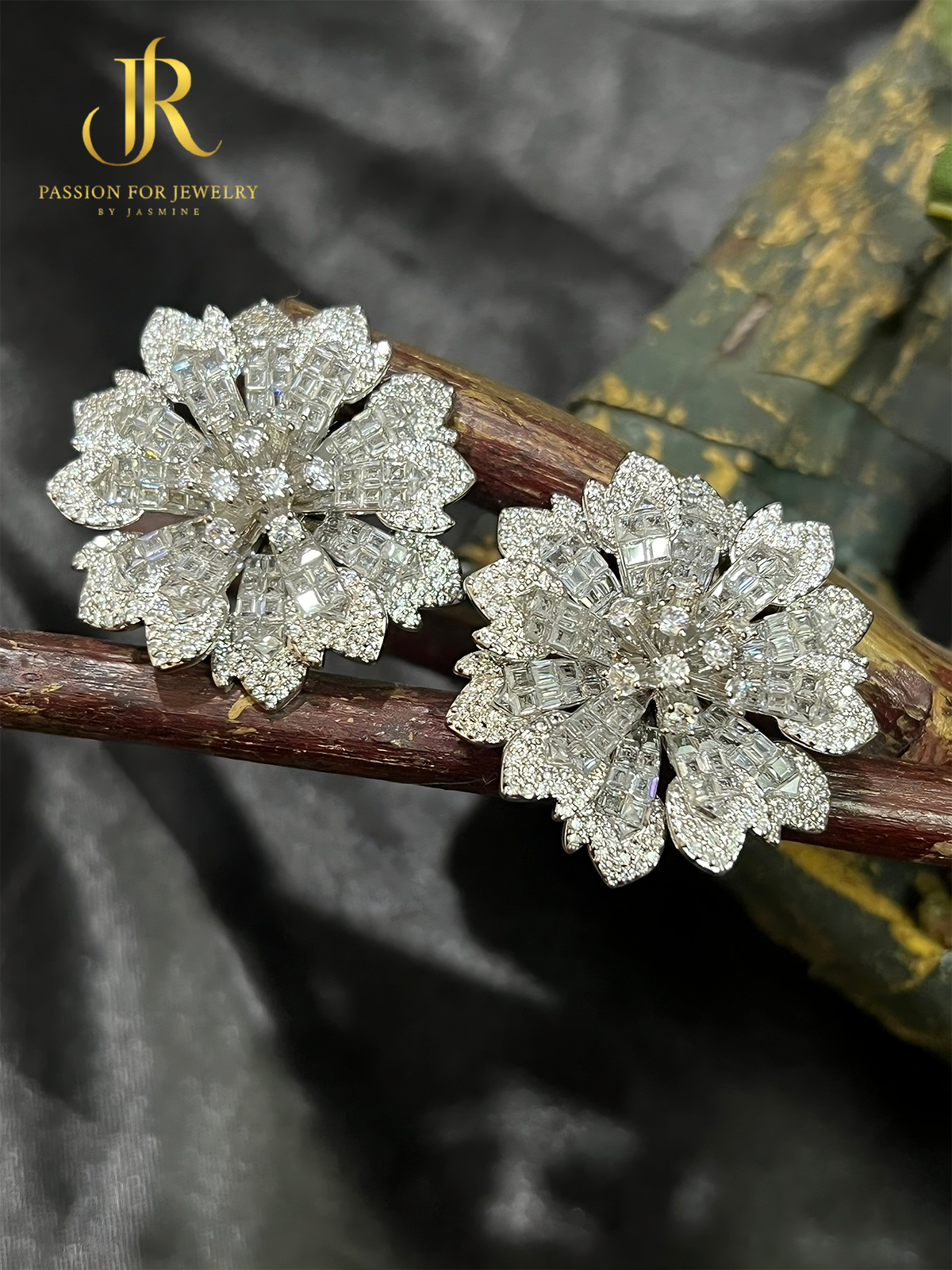 Aster White Bloom Stud Earrings (Invisible Collection)