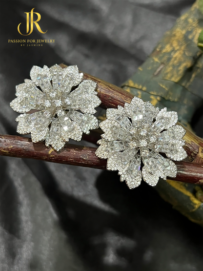 Aster White Bloom Stud Earrings (Invisible Collection)